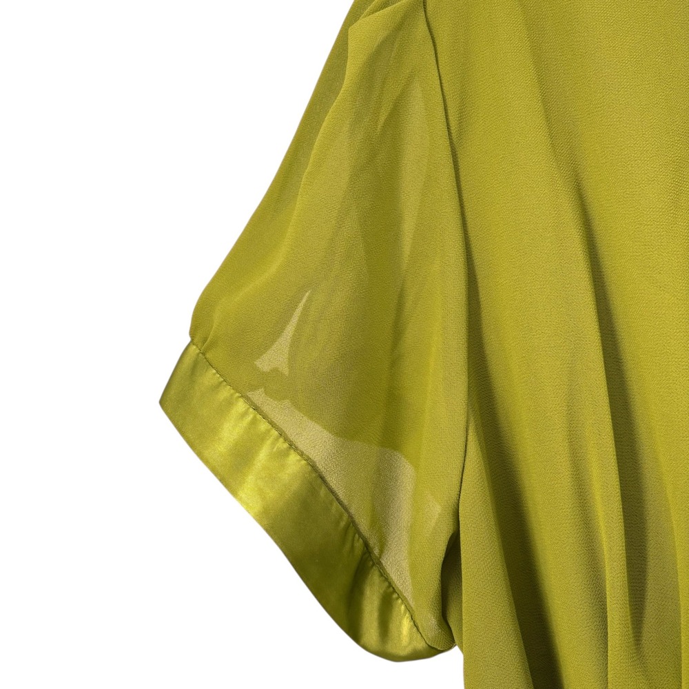 Jessica London Green Midi Dress Satin Collar Belt Rhinestone Buttons Size 20W - Picture 7 of 14